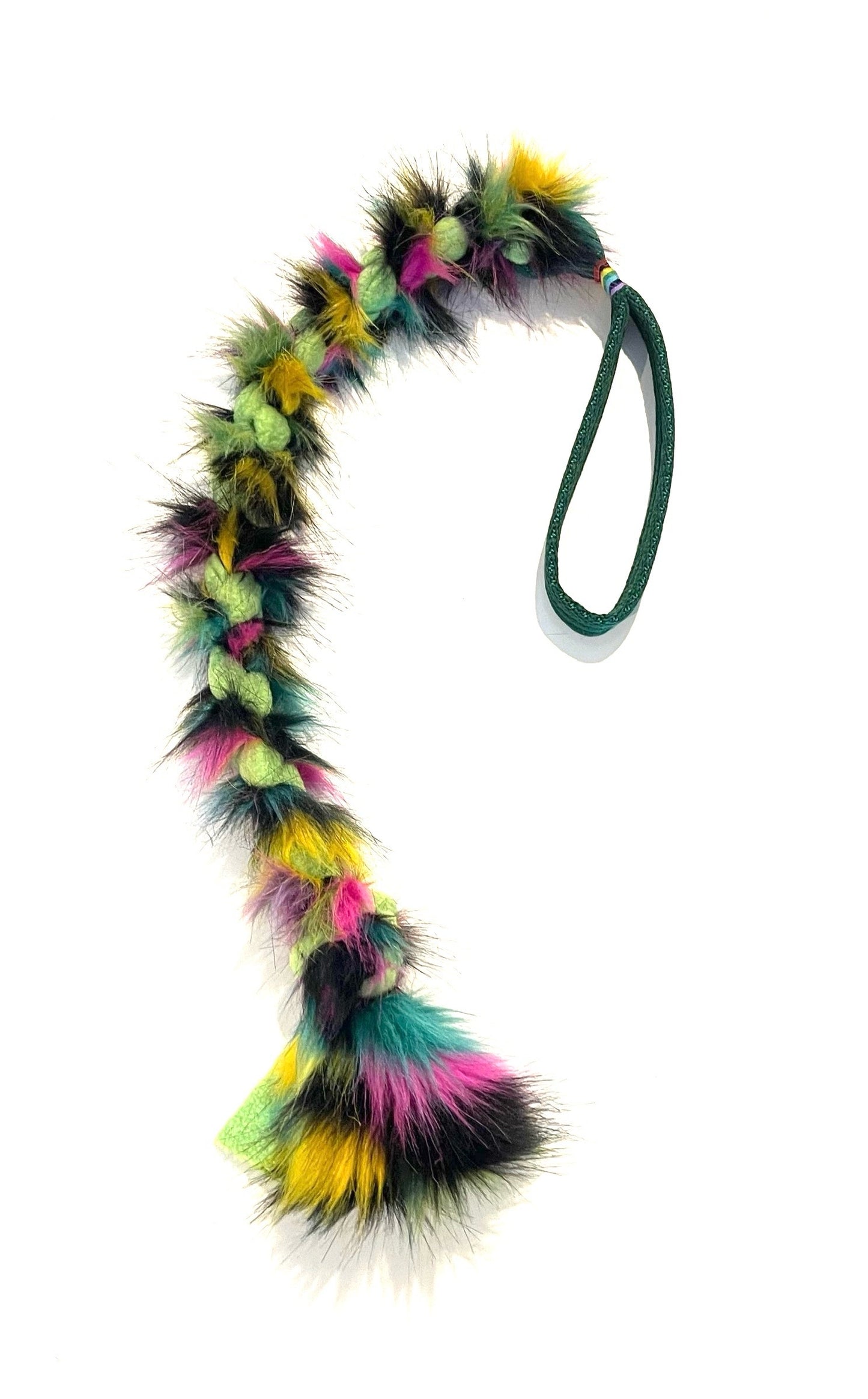 Rainbow FauxFur Braided Tug