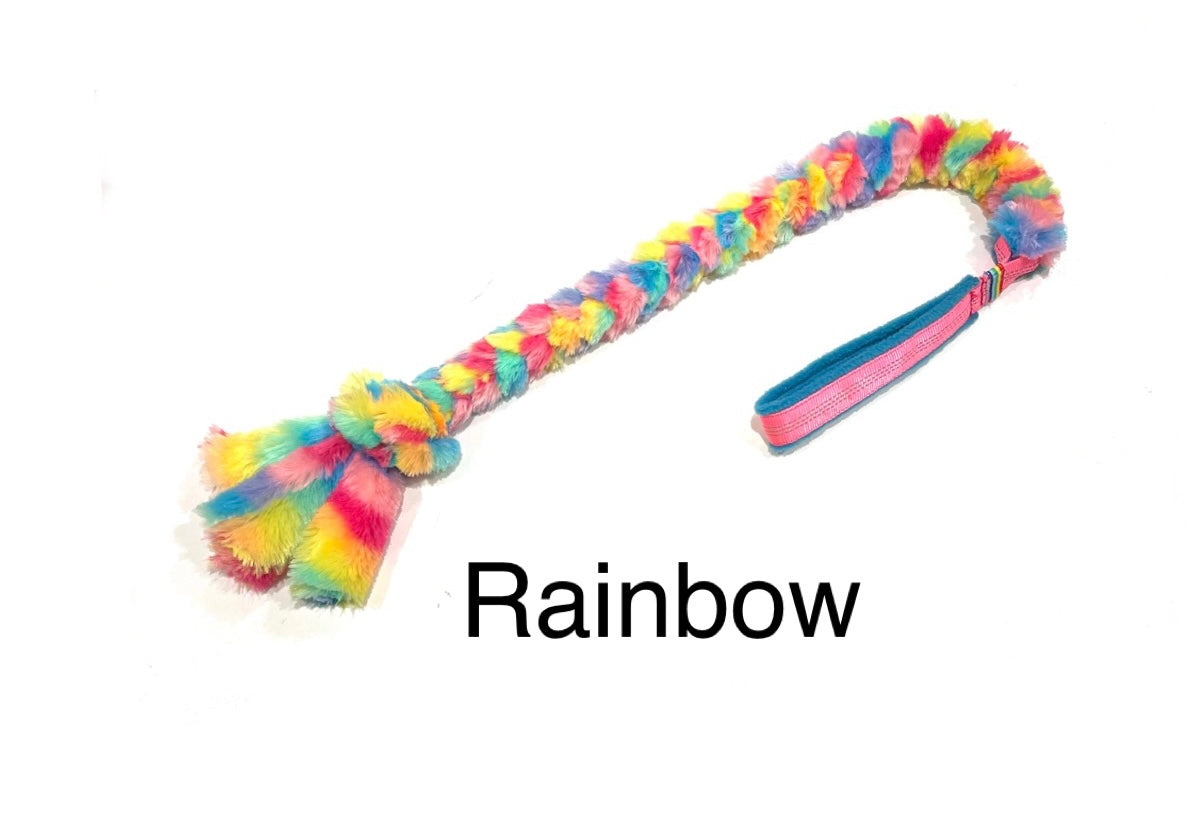 Rainbow FauxFur Braid Tug