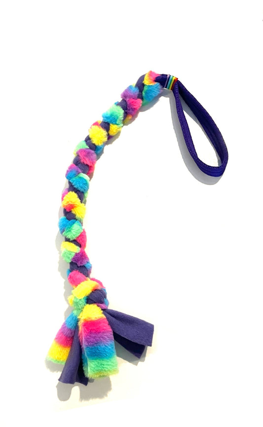 Rainbow FauxFur Braided Tug