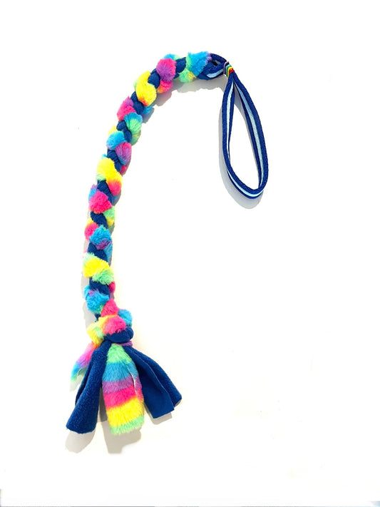 Rainbow FauxFur Braided Tug