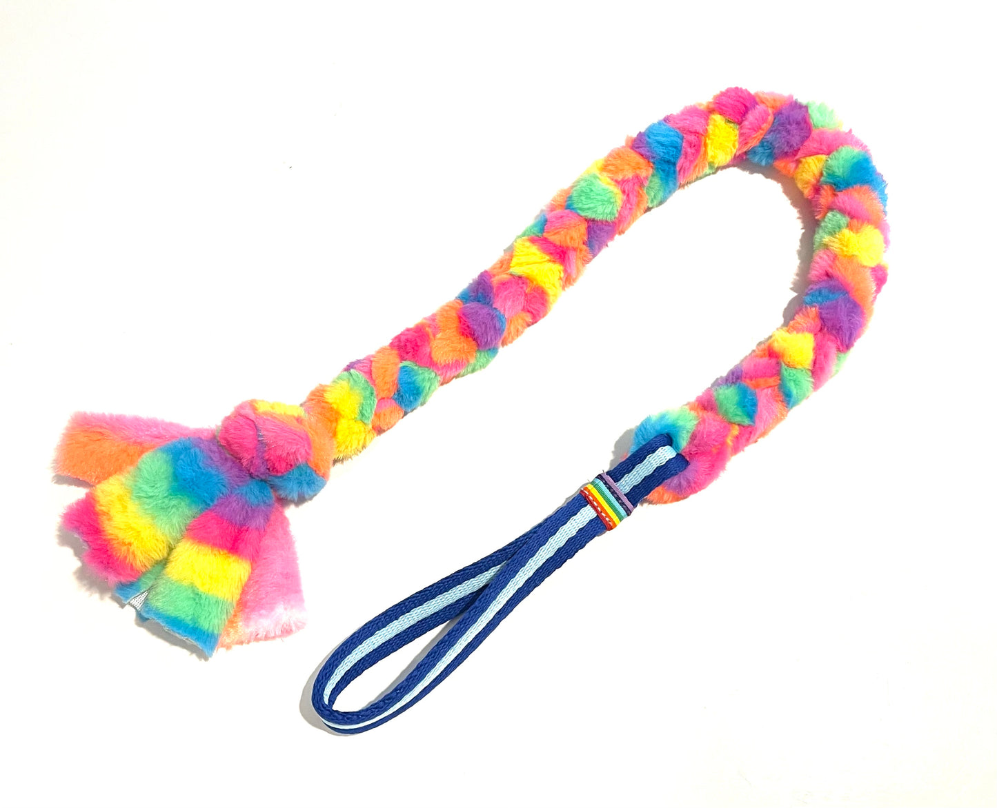 Rainbow FauxFur Braided Tug