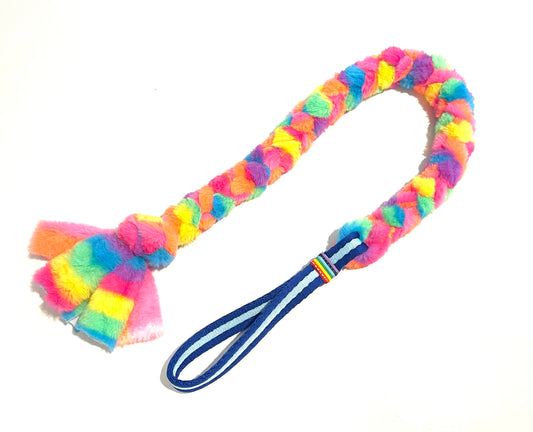 Rainbow FauxFur Braided Tug
