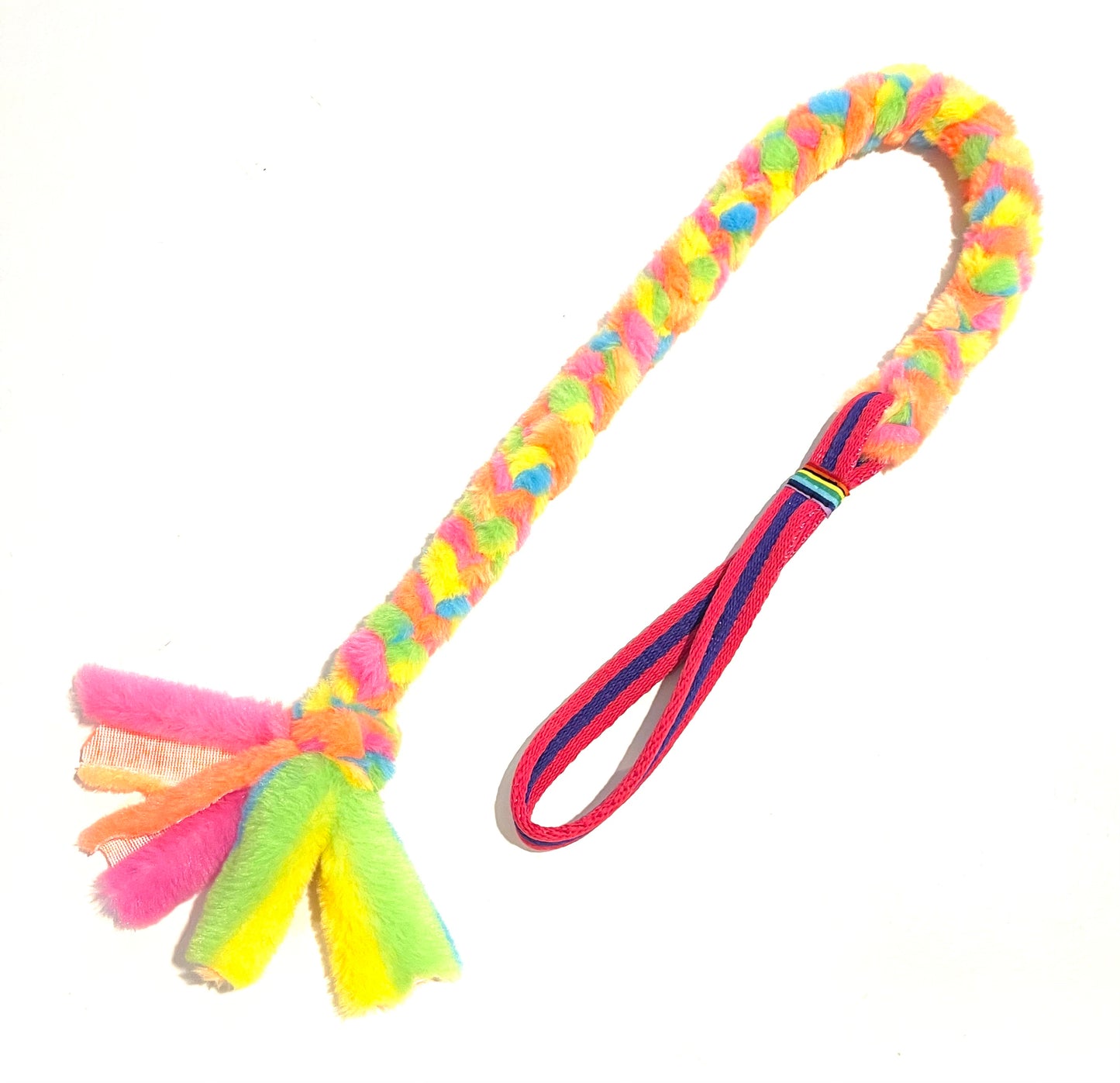 Rainbow FauxFur Braided Tug