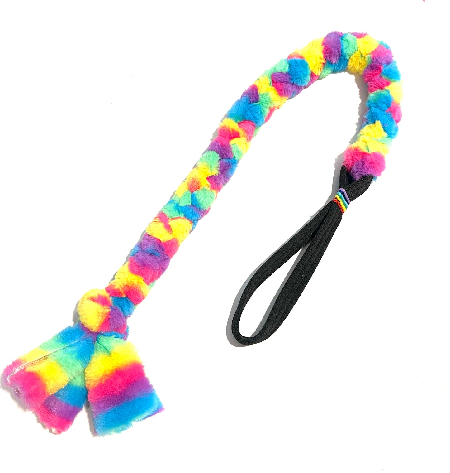 Rainbow FauxFur Braided Tug